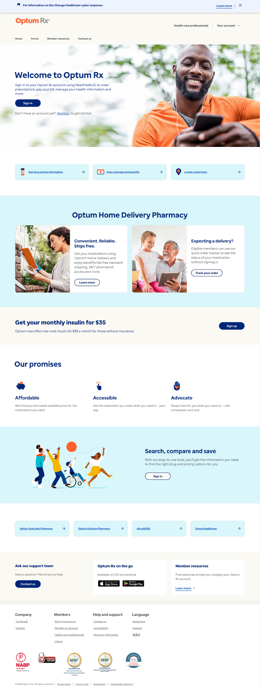 Final landing page